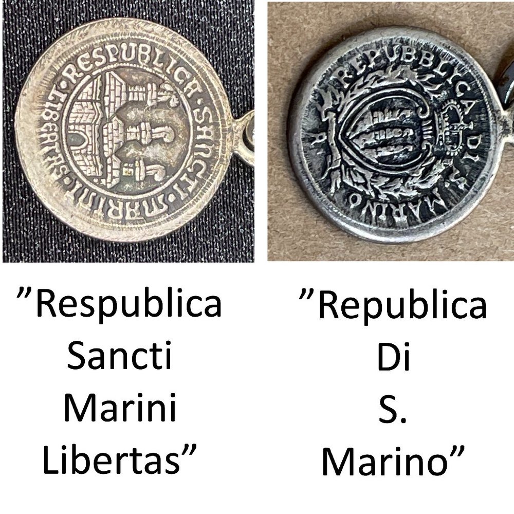 VGUC Vintage 1950's Respublica Sancti Marini Libertas Coin Chain Bracelet, 7" L+ - Picture 2 of 10